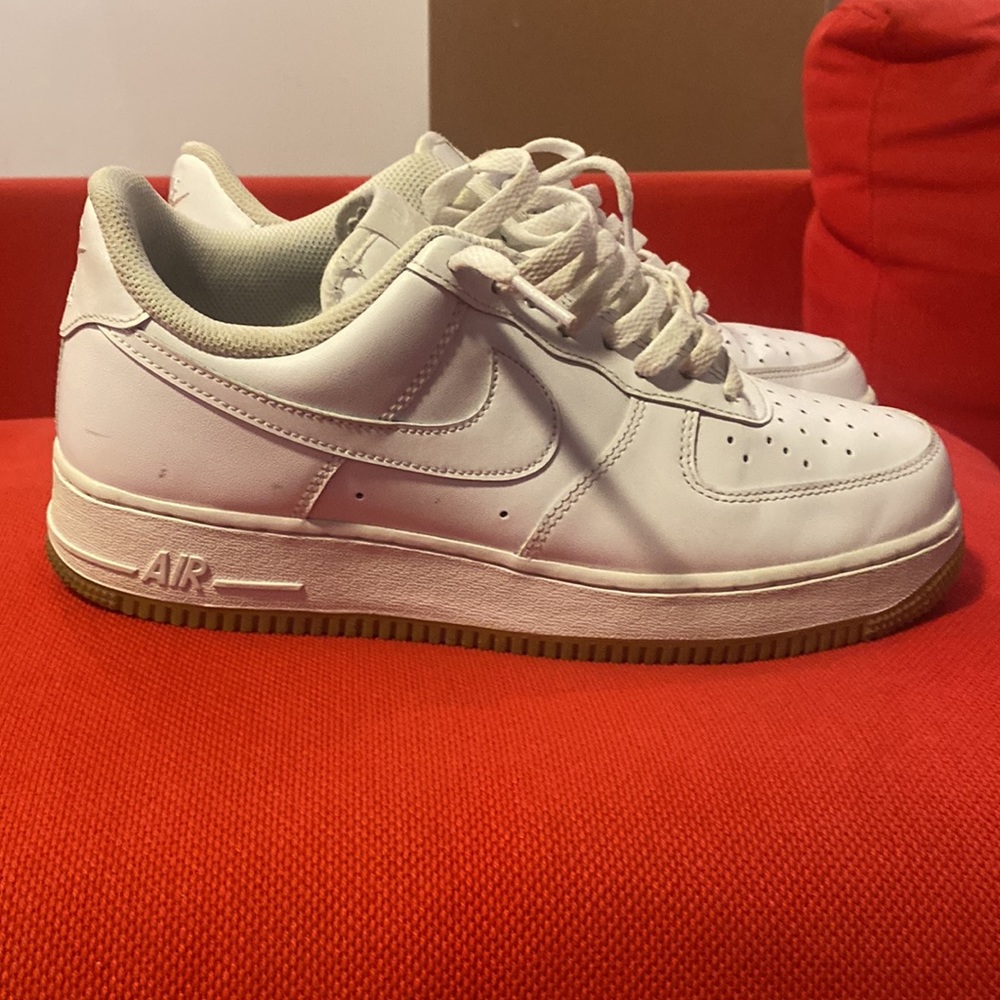 Nike Air Force 1 low All white with gum bottom. Size 9 Men’s